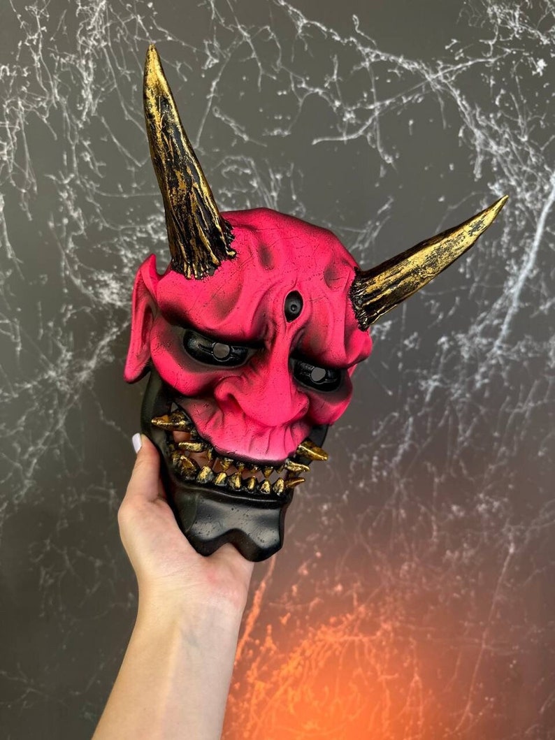 Oni Mask / Black Pink Glow Demon