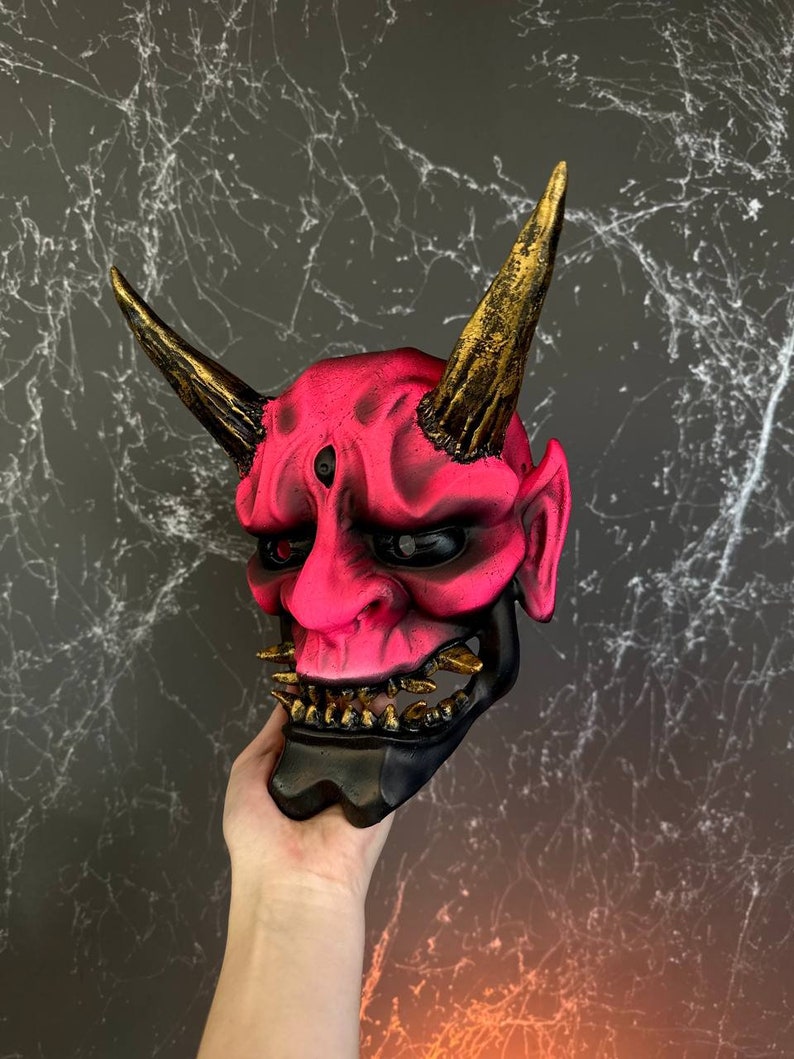 Oni Mask / Black Pink Glow Demon