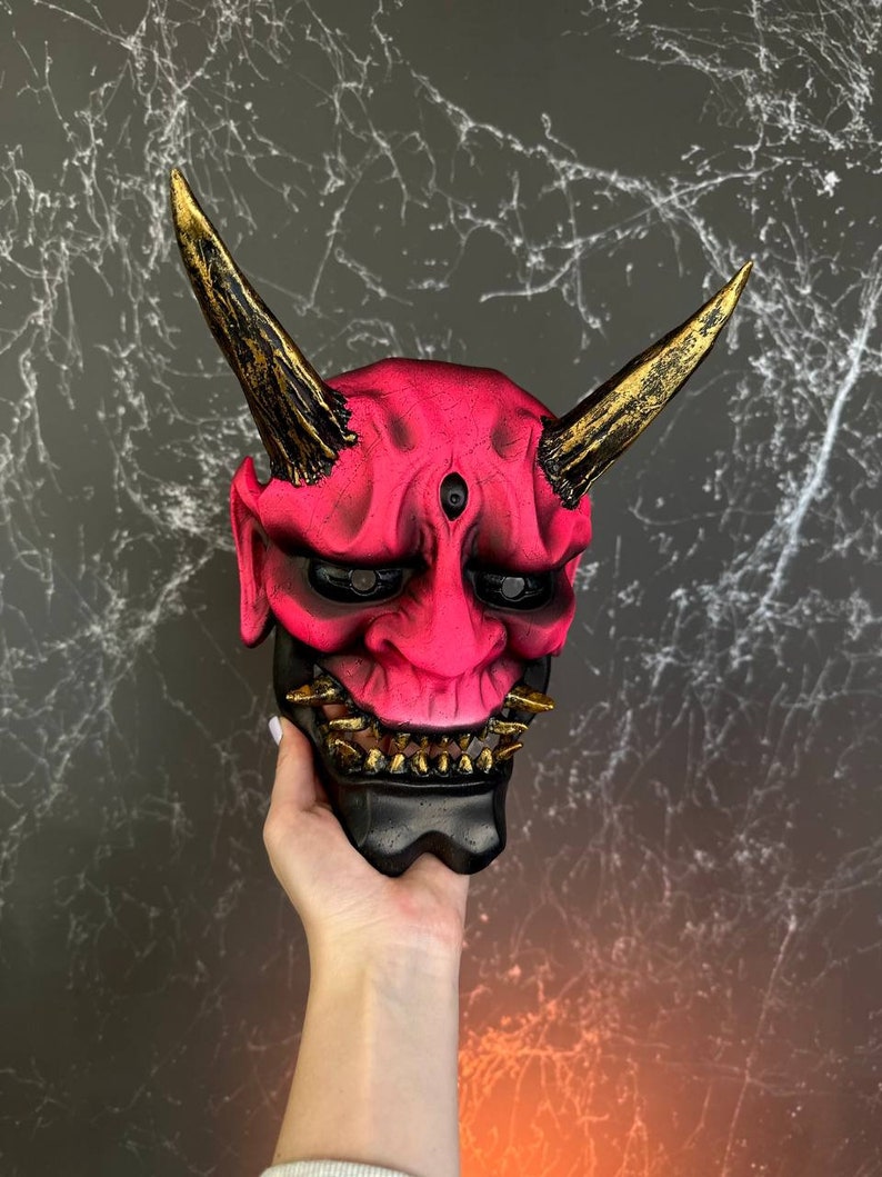 Oni Mask / Black Pink Glow Demon