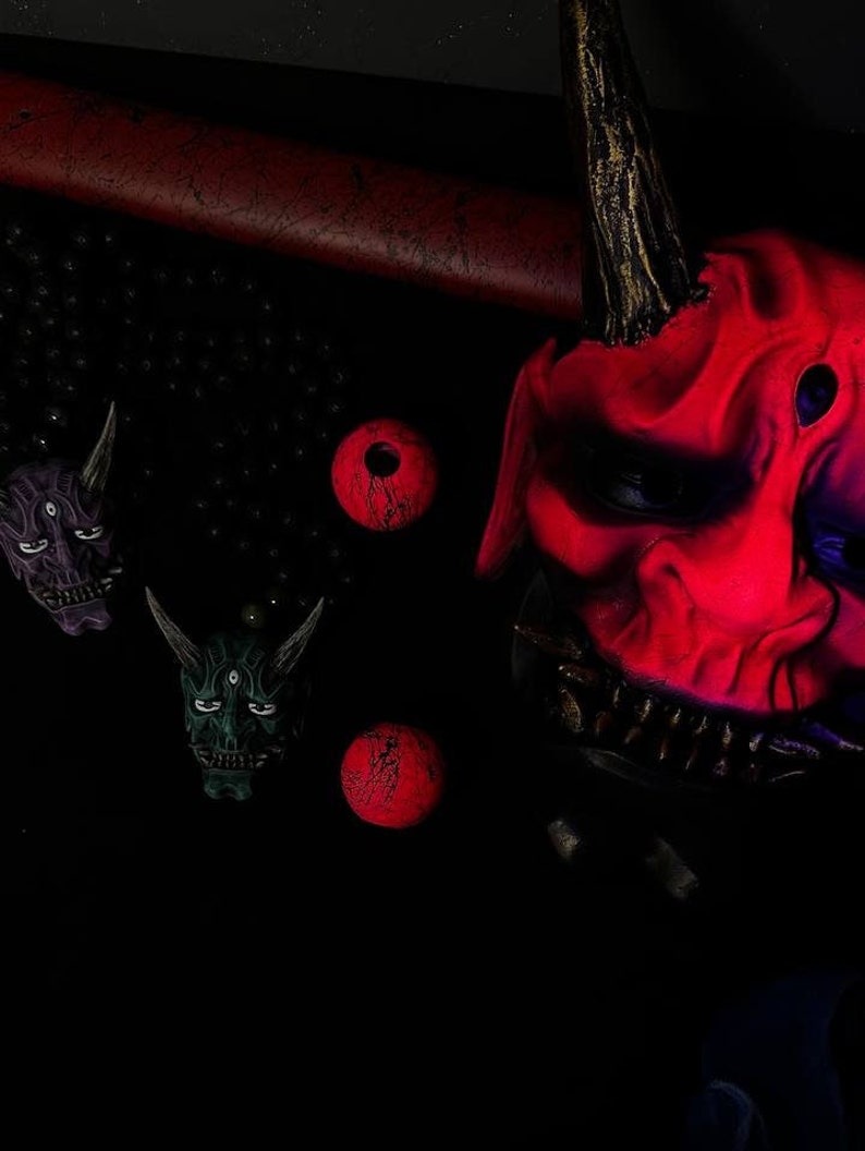 Oni Mask / Black Pink Glow Demon