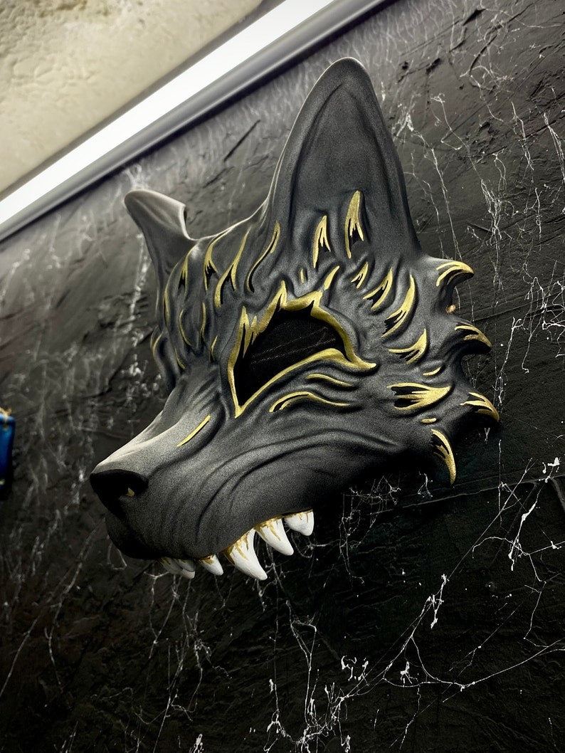 Fox Mask / Grey and Gold Kitsune