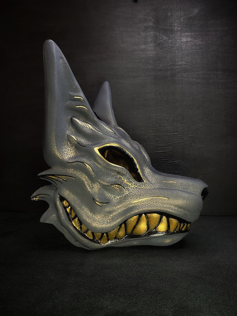 Kitsune Mask / Grey and Gold Fox