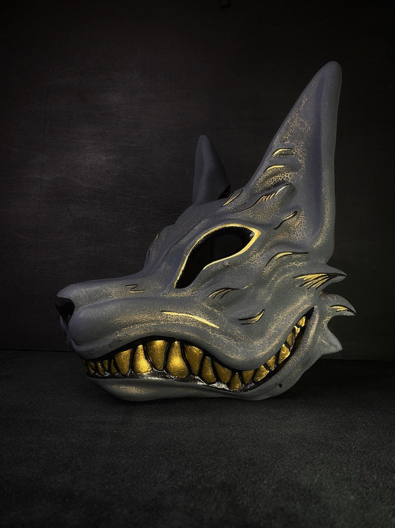 Kitsune Mask / Grey and Gold Fox